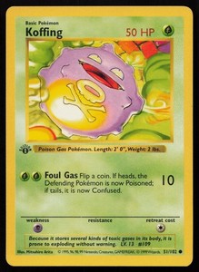 Koffing 51/102 1st Edition Shadowless Base Set Common
