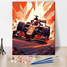 TISHIRON Paint by Numbers Kit Abstract Red Racing Car Art DIY Canvas Painting Se