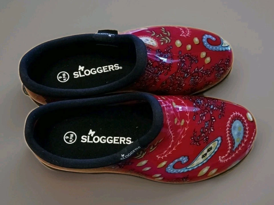 Sloggers Womens Sz. 6 Waterproof Red Paisley Rain And Garden Shoes NWT - Image 2 of 4
