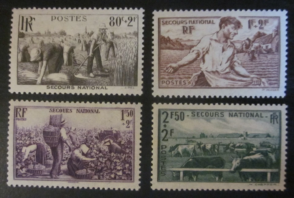 Série 4 timbres France 1940 neufs ** YT466 à 469 - Voir photo - Photo 1/1