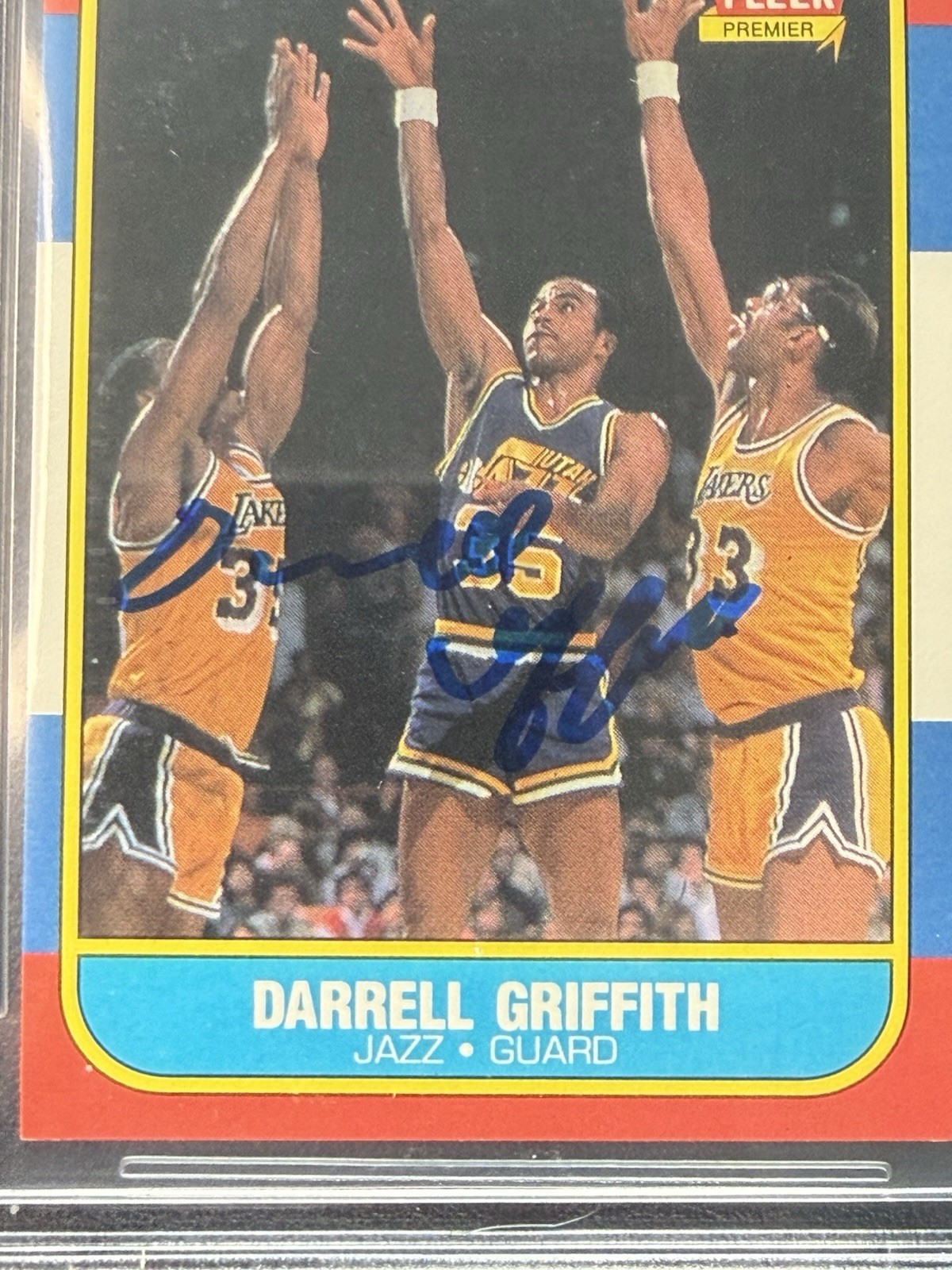 1986-87 Fleer - Darrell Griffith #42 On Card Auto Beckett 10 Game Used Patch🔥 view 2