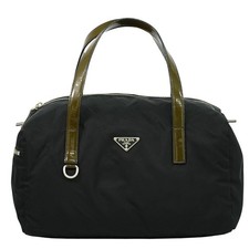PRADA Nylon Shoulder Tote Bag Black Silver