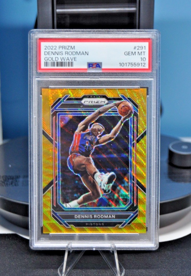 2022-23 Panini Prizm Dennis Rodman Gold Wave Prizm /10 #291 PSA 10 Bulls Pistons