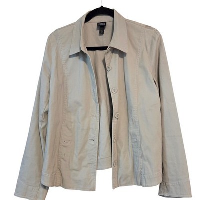 Eileen Fisher Jacket Organic Cotton Women's size Medium Stone Beige 