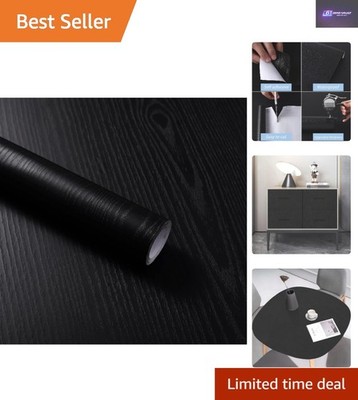 Elegante schwarze Klebetapete in Holzoptik - langlebig & schmutzabweisend