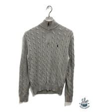 POLO RALPH LAUREN Cable knit half-zip sweater Size: M Gray Men
