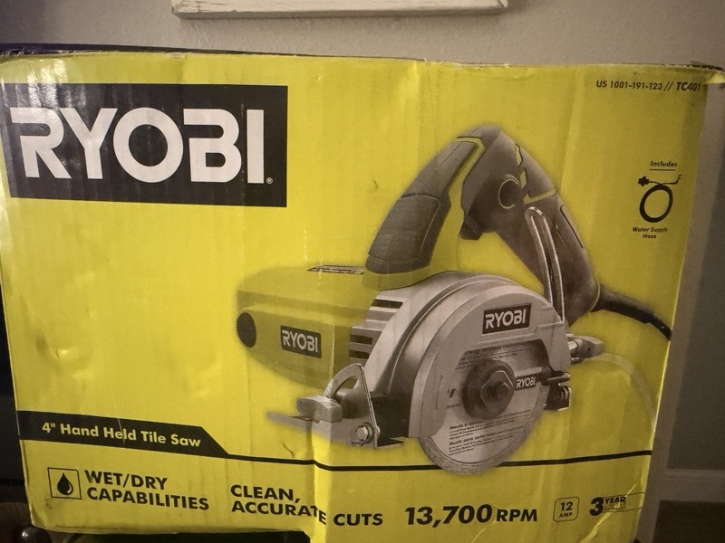 Ryobi TC401 4in Handheld Tile Saw Wet/Dry Corded Electric w/ Water Hose
