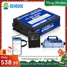 48V 50Ah LiFePO4 Lithium Battery Golf Cart Smart Monitor RV with 18A Charger