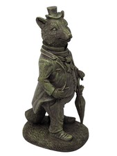 Victorian Gentleman Fox Garden Statue with Umbrella