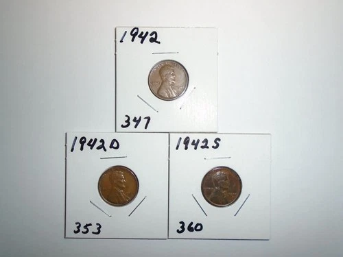 Lincoln Wheat Cent Set 1942 P D S Circulated (# L149)