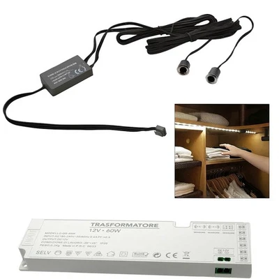 VETRINEINRETE 2 sensori interruttore x strip led armadi sensore luci con alimentatore 12/24v