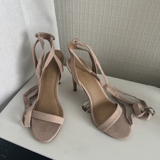 ASOS Shoes Nude Pink Blush Beige  Ankle Tie High Heel Peep Toe Sandal Size 6