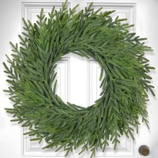 26 Inch Christmas Wreaths for Front Door Real Touch Large Xmas Winter Pine Ce...
