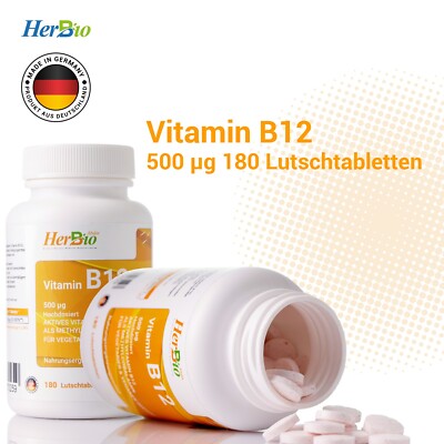 Vitamin B12, 180 Vegane Lutschtabletten mit 500 µg aktivem Methylcobalamin B12.