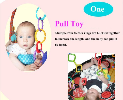 24Pcs Regenbogen Beißring Links Kunststoff Baby Kinderwagen Spielen Spielzeug - Bild 7 von 12
