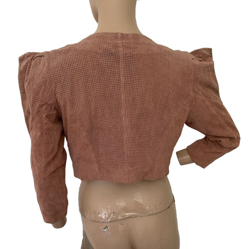 NEW LOOK Limited Edition Dusty Pink Suede Cropped jacket UK 10 EU 38 US 6 BNWT - Picture 11 of 16