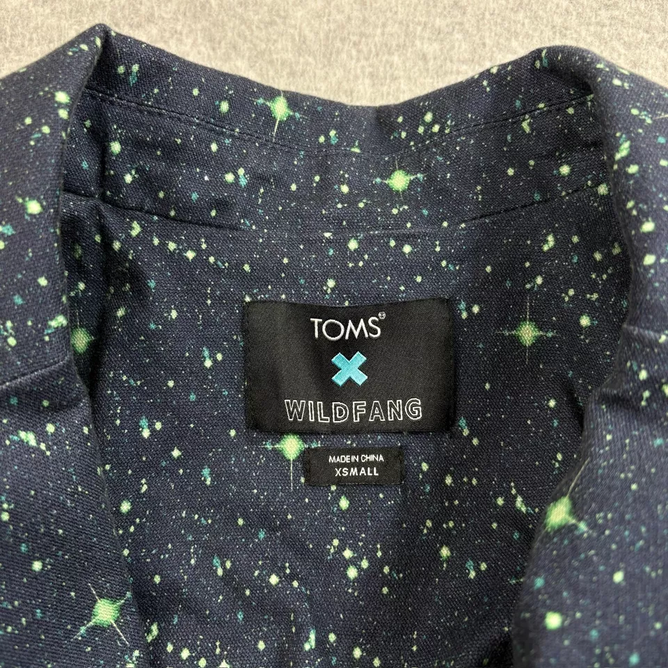 Blazer Toms X Wildfang Mujer XS Azul Órbita Esencial Sarga Doble Pecho Chaqueta Foto 3 de 4