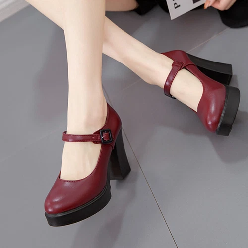Women Mary Jane Ankle Strap Womens Chunky Platform Pumps Dressy Non-slip Buckle - Picture 10 of 26