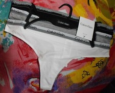 3 NEW CALVIN KLEIN QP2353O 999 SIGNATURE WAISTBAND COTTON THONG PANTIES L