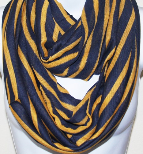 Women Fashion two tone knit striped Forever Infinity Scarf available in 5 colors - Picture 3 of 10