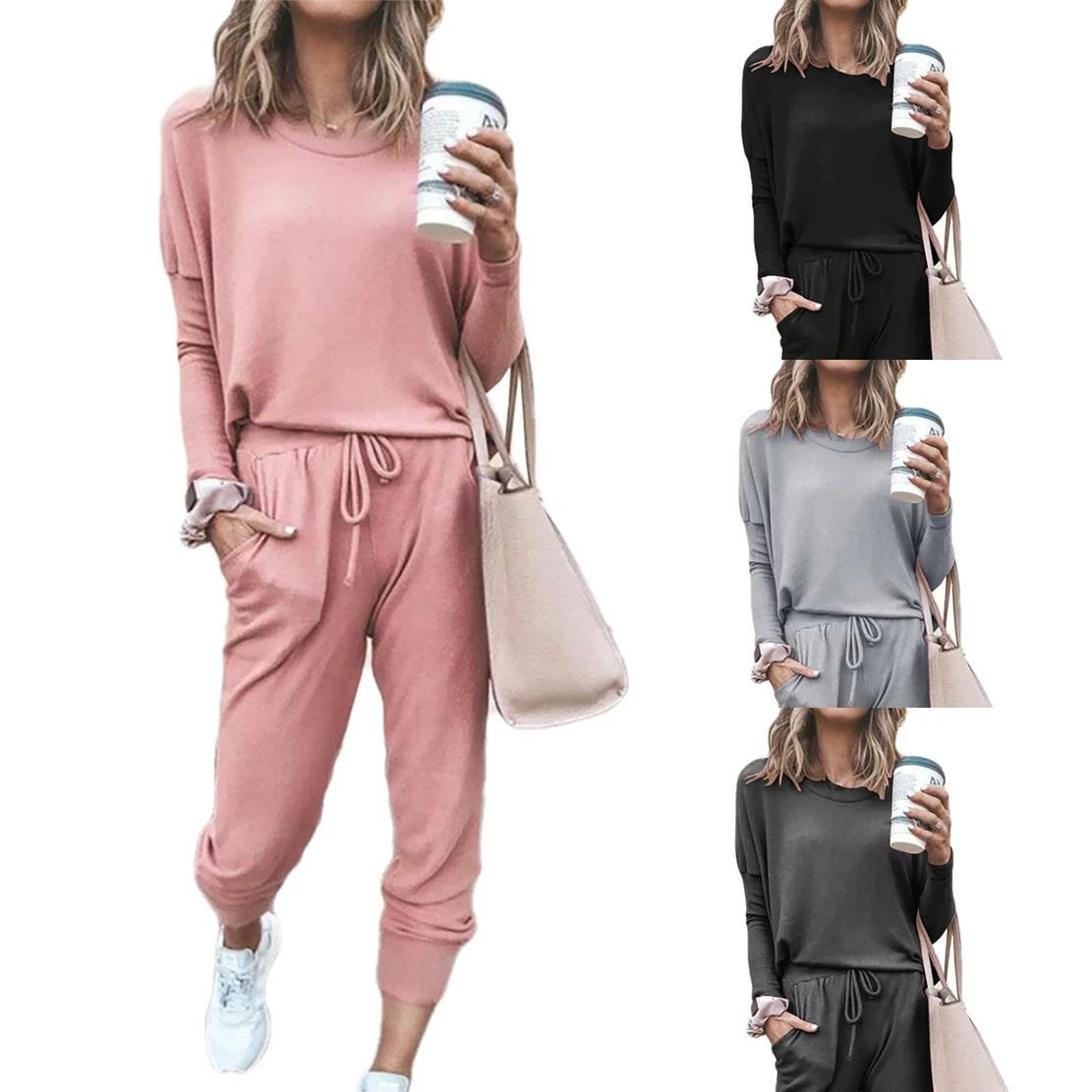 Womens Baggy Tracksuit Top & Pants Casual Regular Lounge Wear