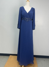 JJ's House Navy Blue Empire V-Neck Long Mother of the Bride Dress Sz 10 14434