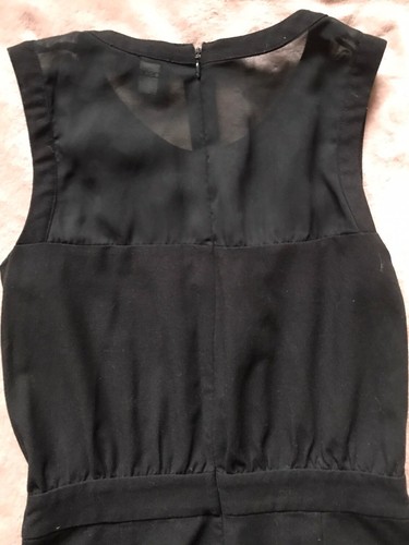 Asos Black Jumpsuit Sleeveless Sheer Top Tapered Leg Pocks Size 8 VGC - Imagen 5 de 7