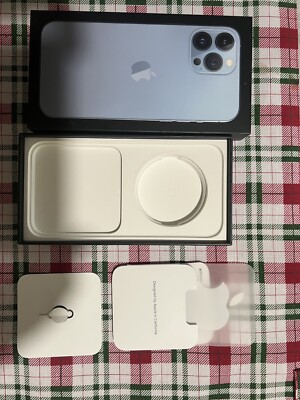 Apple iPhone 13 Pro Max Sierra Blue 256GB Empty Box W/Sticker & Sim Release Pin