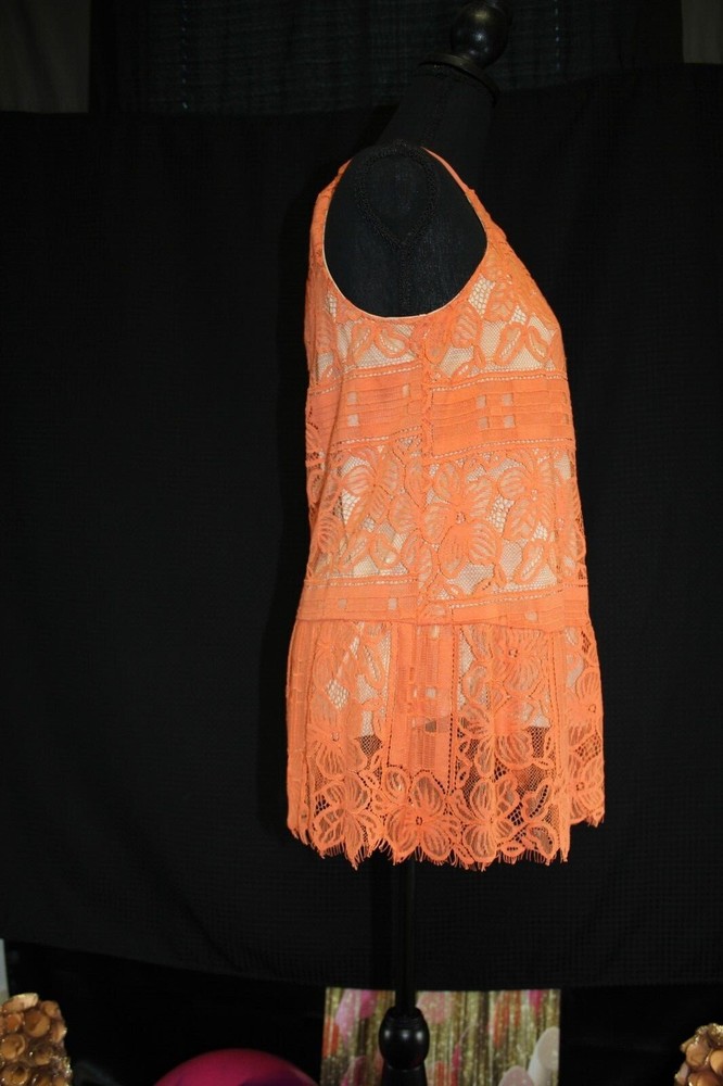 Alfani /shirt with shell (Size 2) / Orange lace with shell underneath Shell:... Alfani /shirt with shell (Size 2) / Orange lace with shell underneath Shell:...