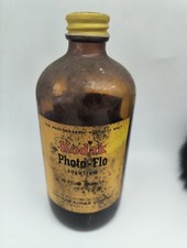 Vintage Full Eastman Kodak Company Photo-Flo Solution 16oz Glass Bottle