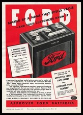 1937 Ford Motor Company Approved Type 40 Automobile Batteries Vintage Print Ad