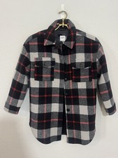Gap Kids Boys Flannel Black  Red Size Medium Button Down Shacket Heavy