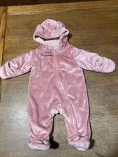 Carters Newborn 3 Months Baby Girl Bunting Pink Fox Footed Snowsuit Hooded
