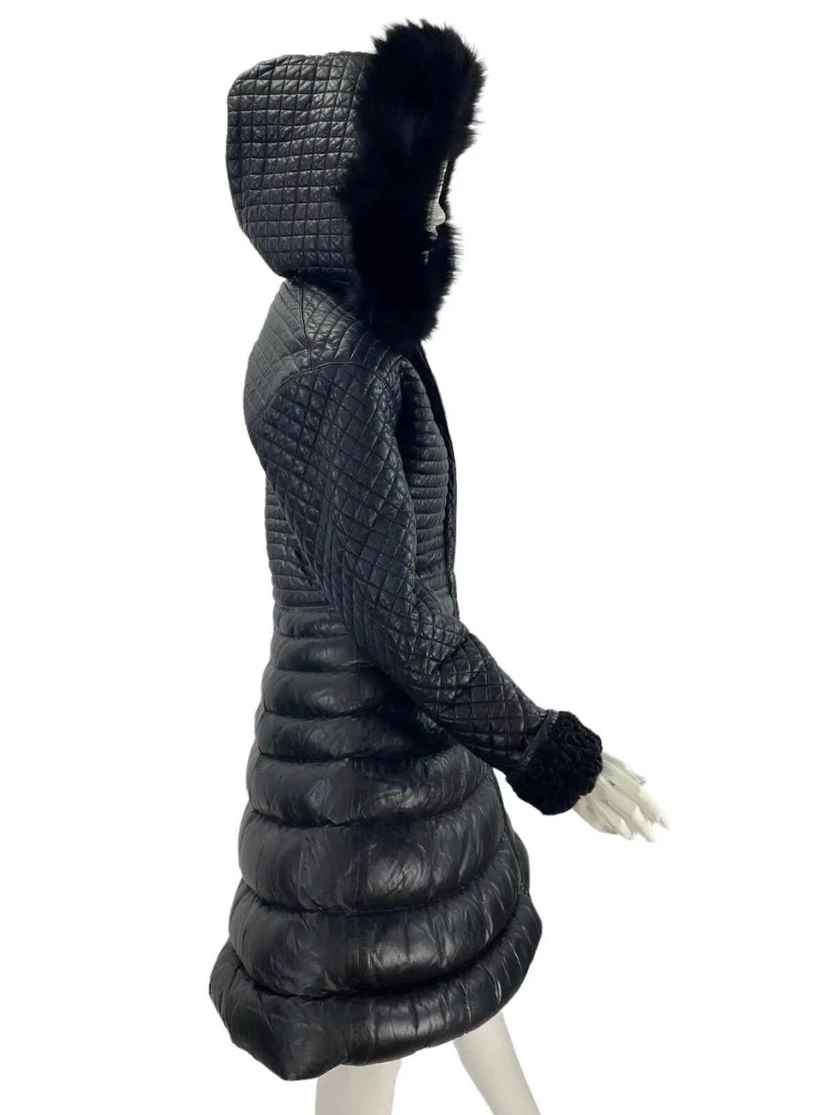 A I 1992 raro piumino vintage Gianni Versace pelle bondage pelle nero