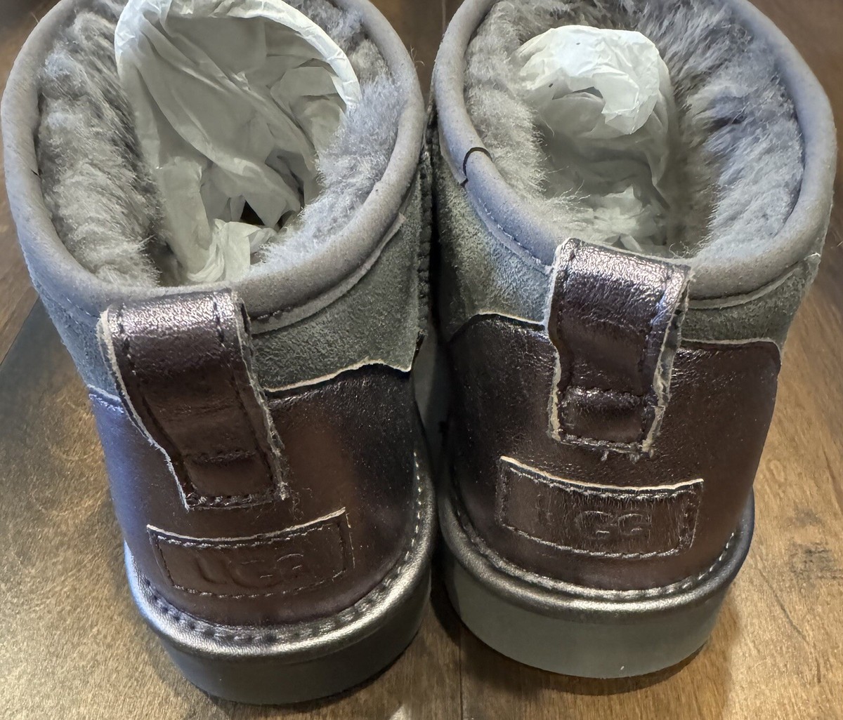 UGG CLASSIC ULTRA MINI SHINE CHARCOAL boots NWOT | eBay