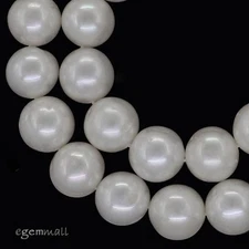 15.75" White Freshwater Pearl Nearly Round Beads a.10mm #66095