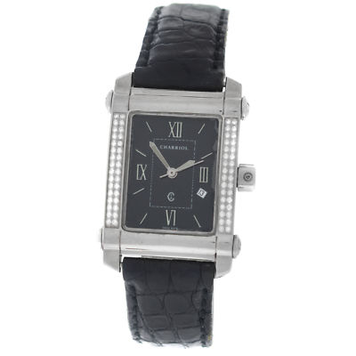 Authentic Ladies Philippe Chariol Colvmbvs 9011910 Steel 25MM Date Diamond Watch