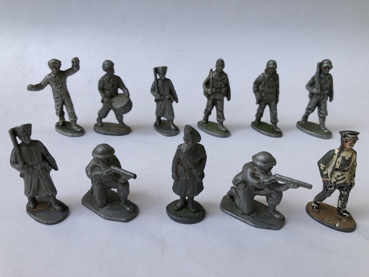 Lot De 5 Figurines Soldats En Aluminium Quiralu - Occasion - Collection Vintage