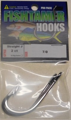 FISH TAMER Straight J Stainless Steel  Fishing Hooks- Tuna Bait Strong Hook(2pk)