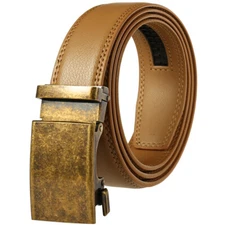 Classic Men's Leather Belt Vintage Automatic Buckle Belt Ratchet Strap Gift Suit