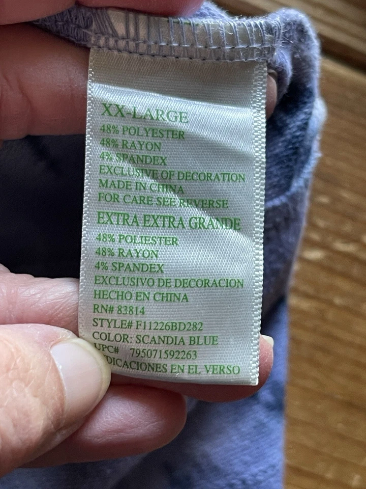 Top túnica verde té para mujer talla XXL tie dye azul escandinavo L/S cuello en V pulóver Foto 4 de 4