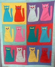 Handmade Kitty Quilt/ Crib Blanket/ Wall Hanging for Baby