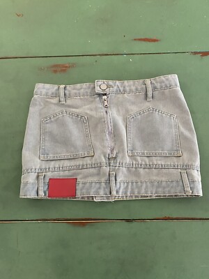 Micas Womens Denim Zip Up Mini Skirt Size Medium NEW Baby Blue Pockets Zipper