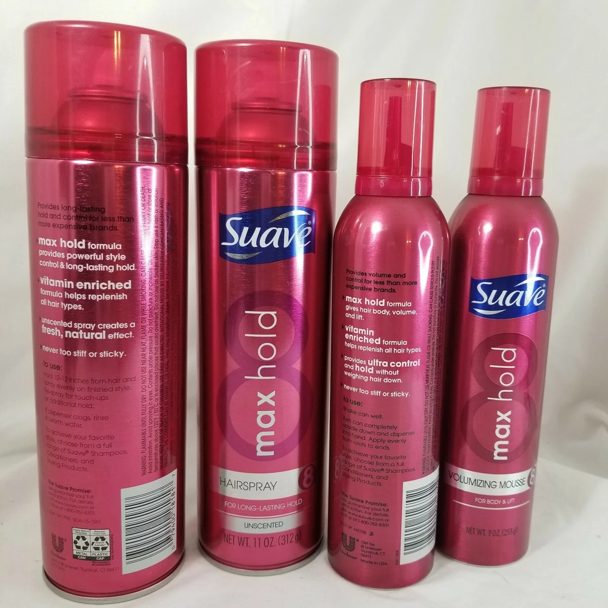 2 Suave Max Hold 8 Unscented Hair Spray 11 Ounce 2 Volumizing