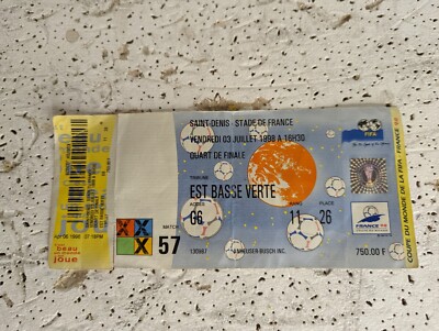 切手　football 1998年WORLD CUP記念　France サッカー World Cup 1998 France Italy Used Ticket Stub Football Soccer