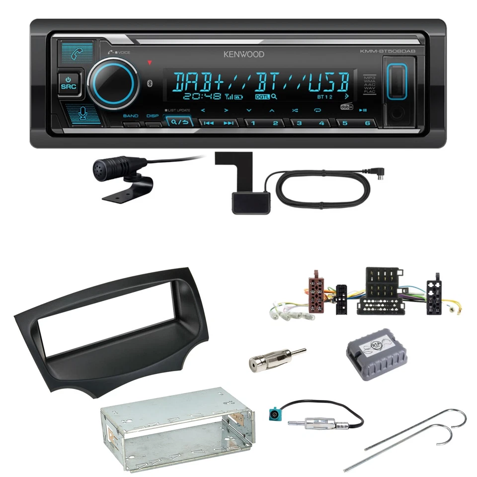 Kenwood KMM-BT508DAB Bluetooth Digitalradio USB Einbauset für Ford KA RU8 - Bild 1 von 1