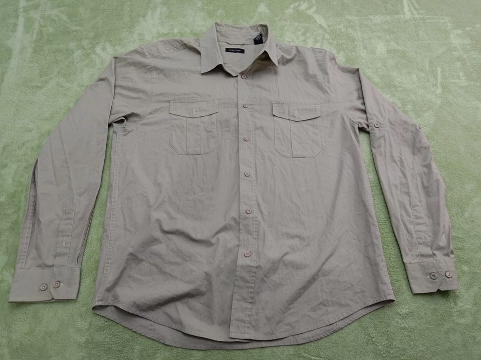 Structure Mens XL Gray Button Up Long Sleeve Shirt - Image 2 of 4