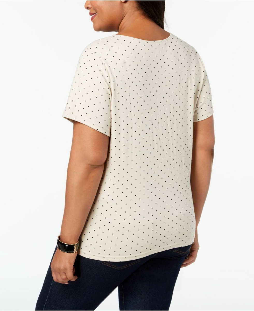 Karen Scott Women's Plus Size Scoop Neck Short Sleeve Tops,