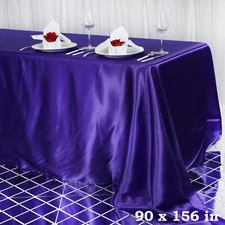 Purple 90x156" RECTANGLE Satin TABLECLOTH Wedding Party Home Banquet Linens Home