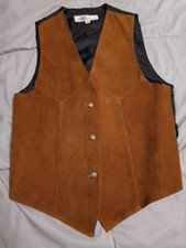 Vintage Country Western Suede Vest Womens Voyageur Brown Size Small Lined